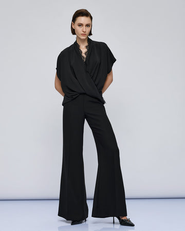 Access Fashion Basic Crepe Wide Leg Black Trouser