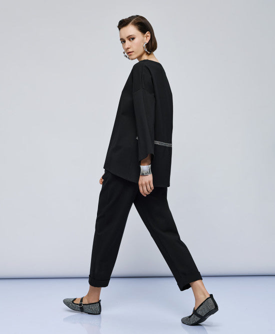 Access Fashion Black Boat With Boat Neck