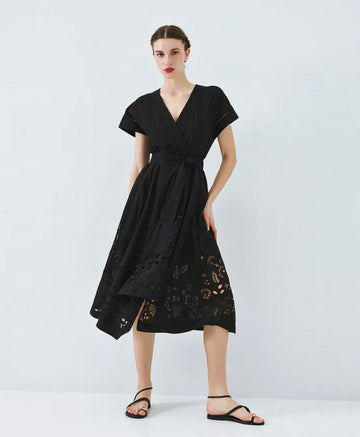 Access Fashion Black Broderie Wrap Dress