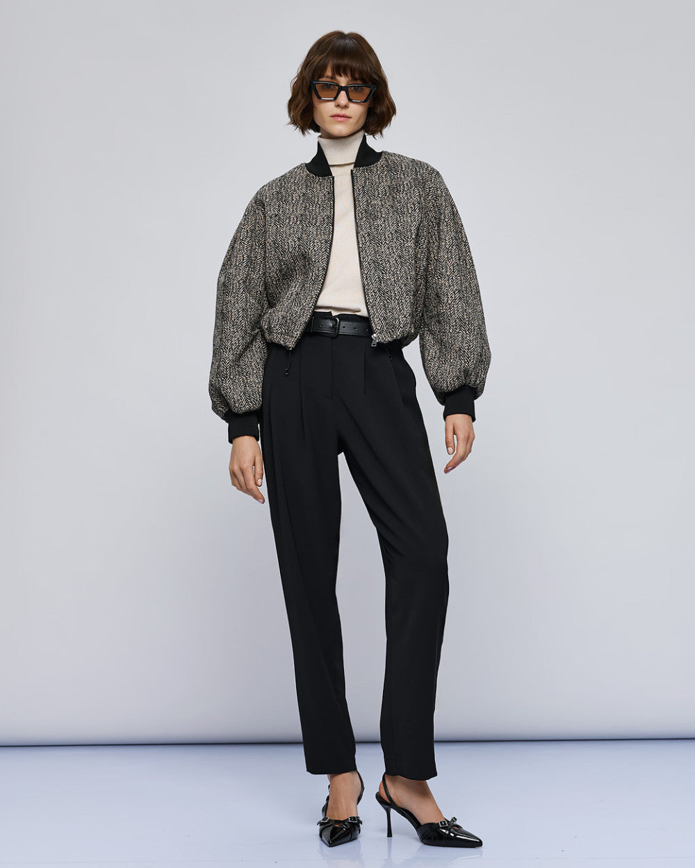 Access Fashion Black High-Waist Pants With Pleats
