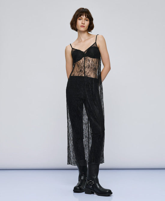 Access Fashion Black Lace Dress With Straps