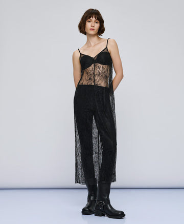 Access Fashion Black Lace Dress With Straps