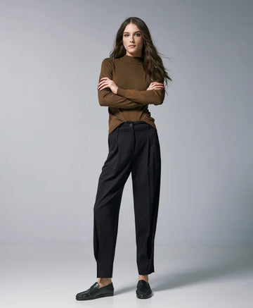 Access Fashion Black Pants With Buttoned Hem