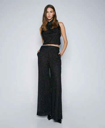 Access Fashion Black Pants With Perforated Details