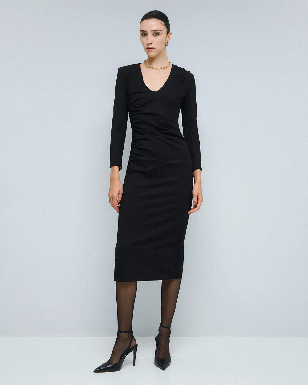 Access Fashion Black Ruched Dress