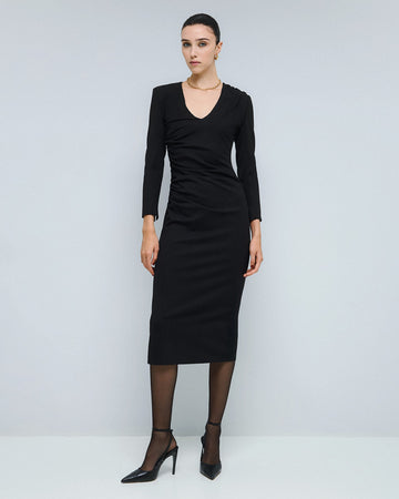 Access Fashion Black Ruched Dress