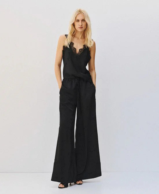 Access Fashion Black Satin Wide Leg Pants