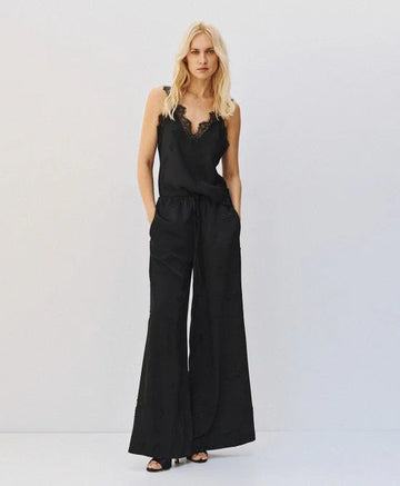 Access Fashion Black Satin Wide Leg Pants