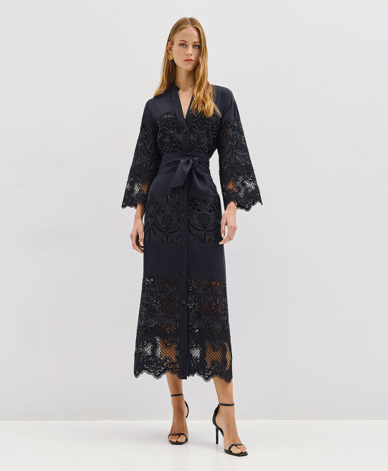 Access Fashion Black Shirt Dress With Sequins