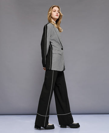 Access Fashion Black Trouser With White Piping