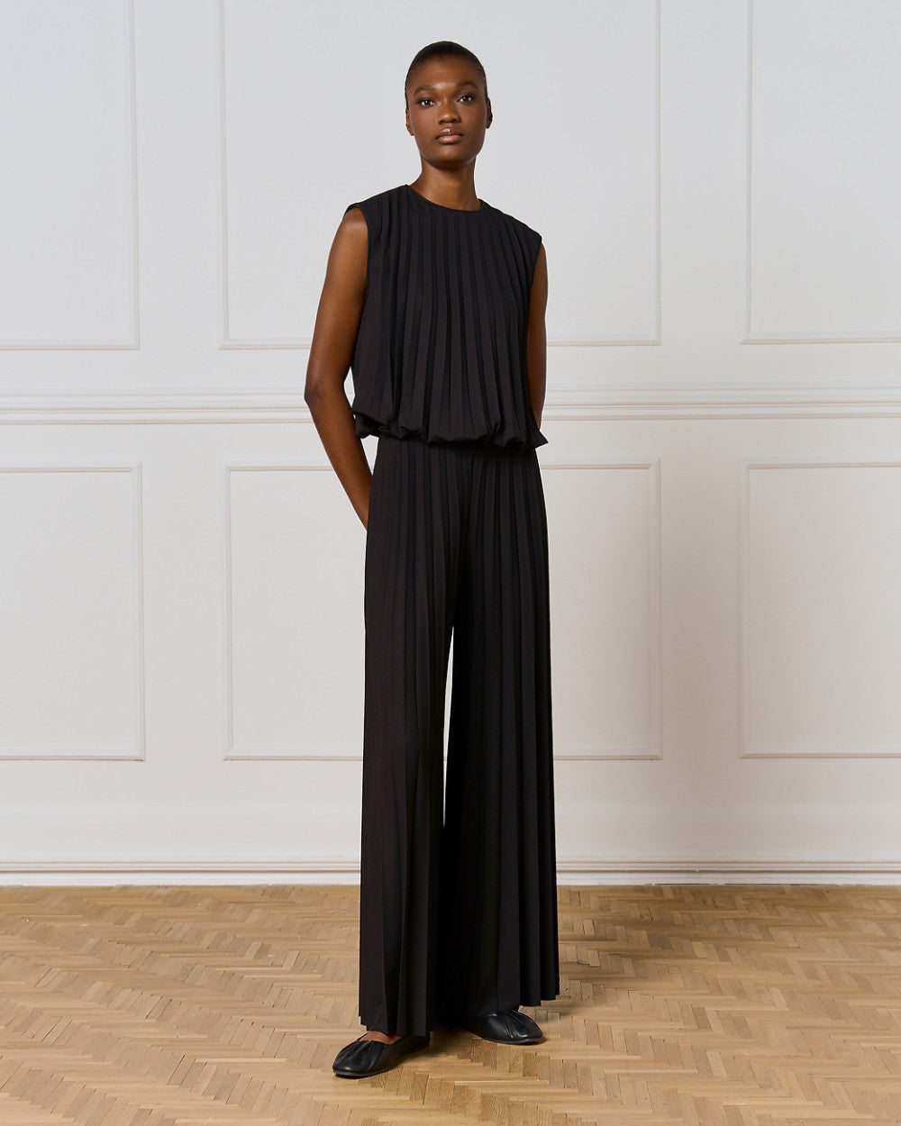 Access Fashion Black Wide Leg Pleated Pants