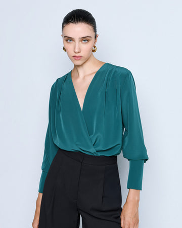 Access Fashion Blue Wrap Blouse