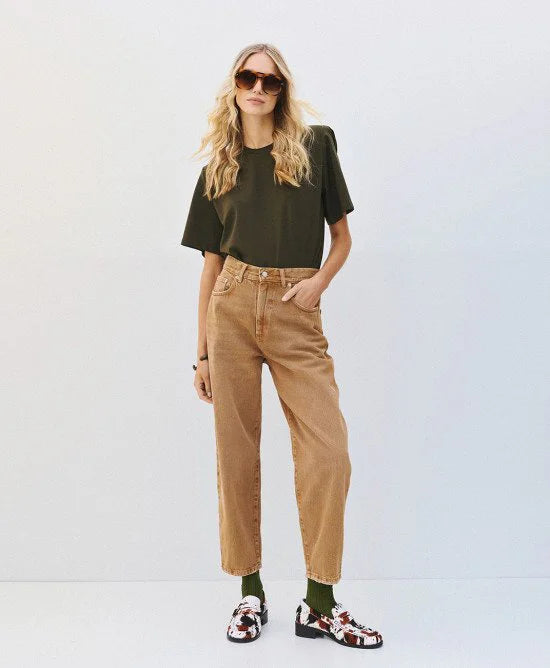 Access Fashion Camel High Waisted Carrot Leg Denims