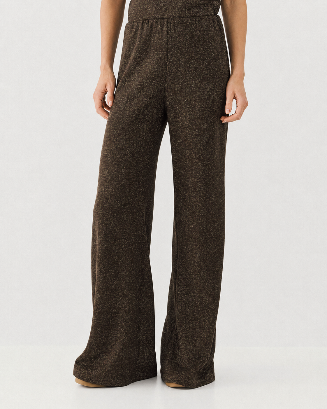 Access Fashion Coffee Knitted Lurex Trousers