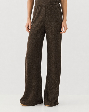 Access Fashion Coffee Knitted Lurex Trousers