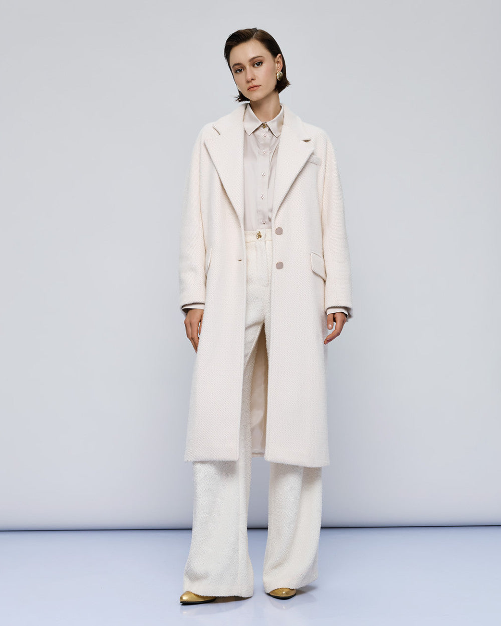Access Fashion Cream Coat With Metallic Buttons