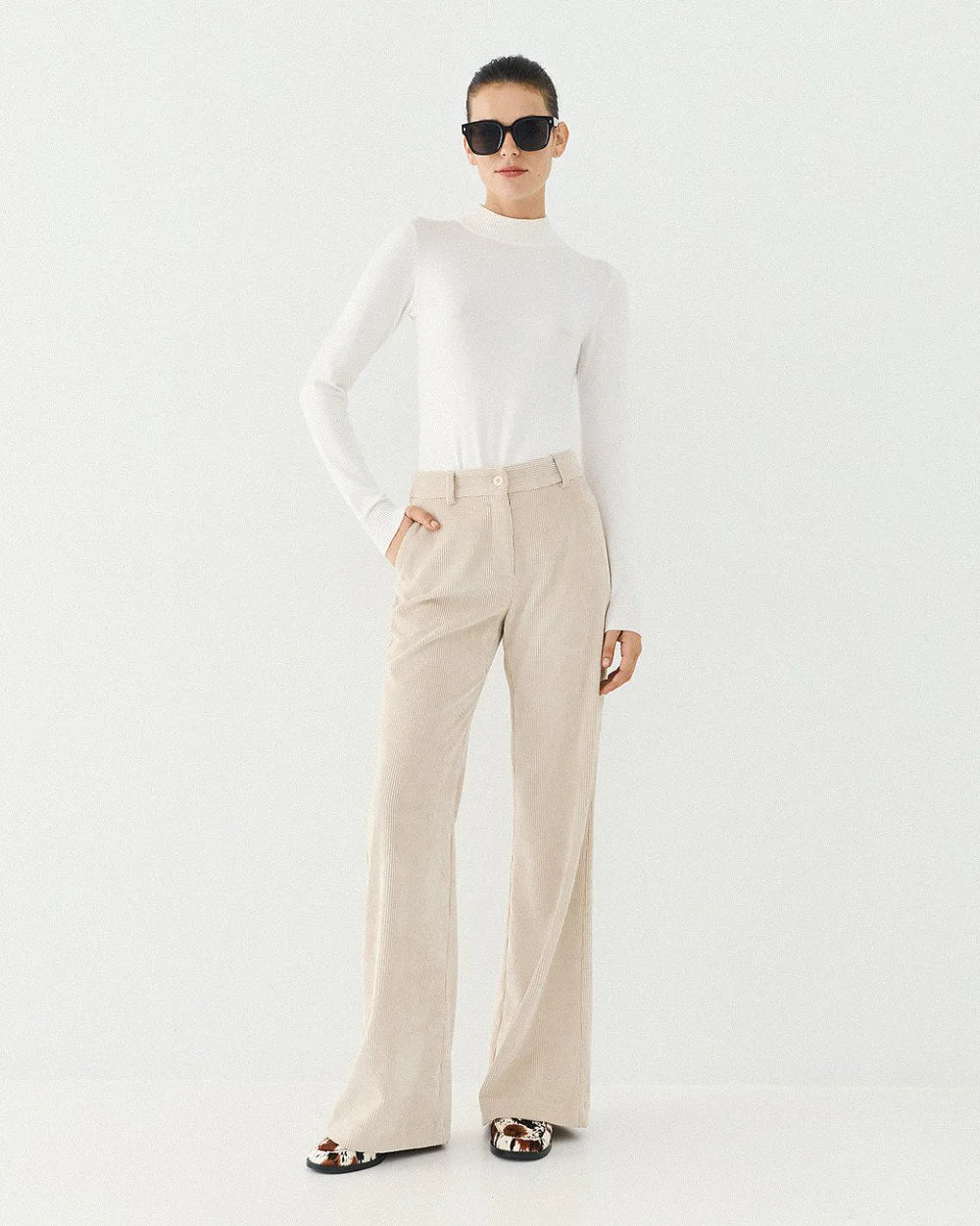Access Fashion Cream Corduroy Pants