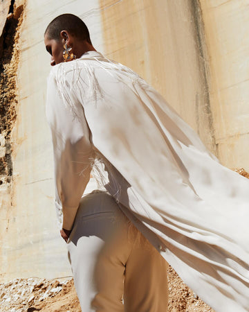 Access Fashion Cream Fringed Shirt Style Dress