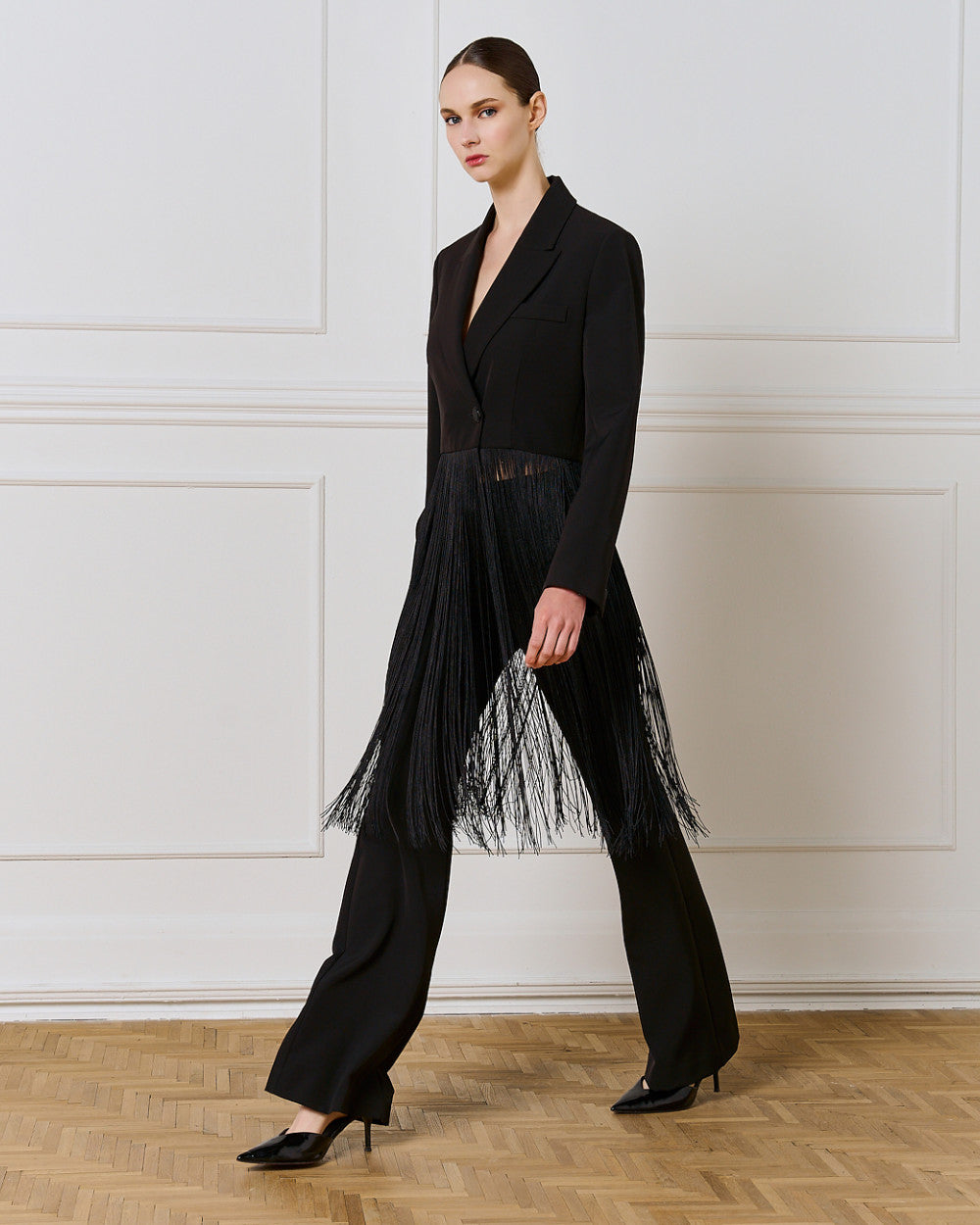 Access Fashion Cropped Blazer With Fringes