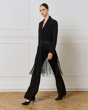 Access Fashion Cropped Blazer With Fringes