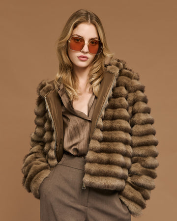 Access Fashion Crpped Faux Fur Coat