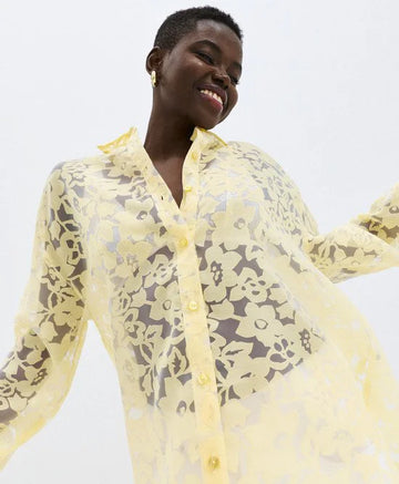 Access Fashion Devore Yellow Blouse