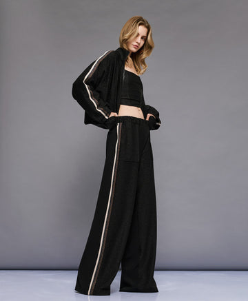 Access Fashion Elastic Waist Black Trousers