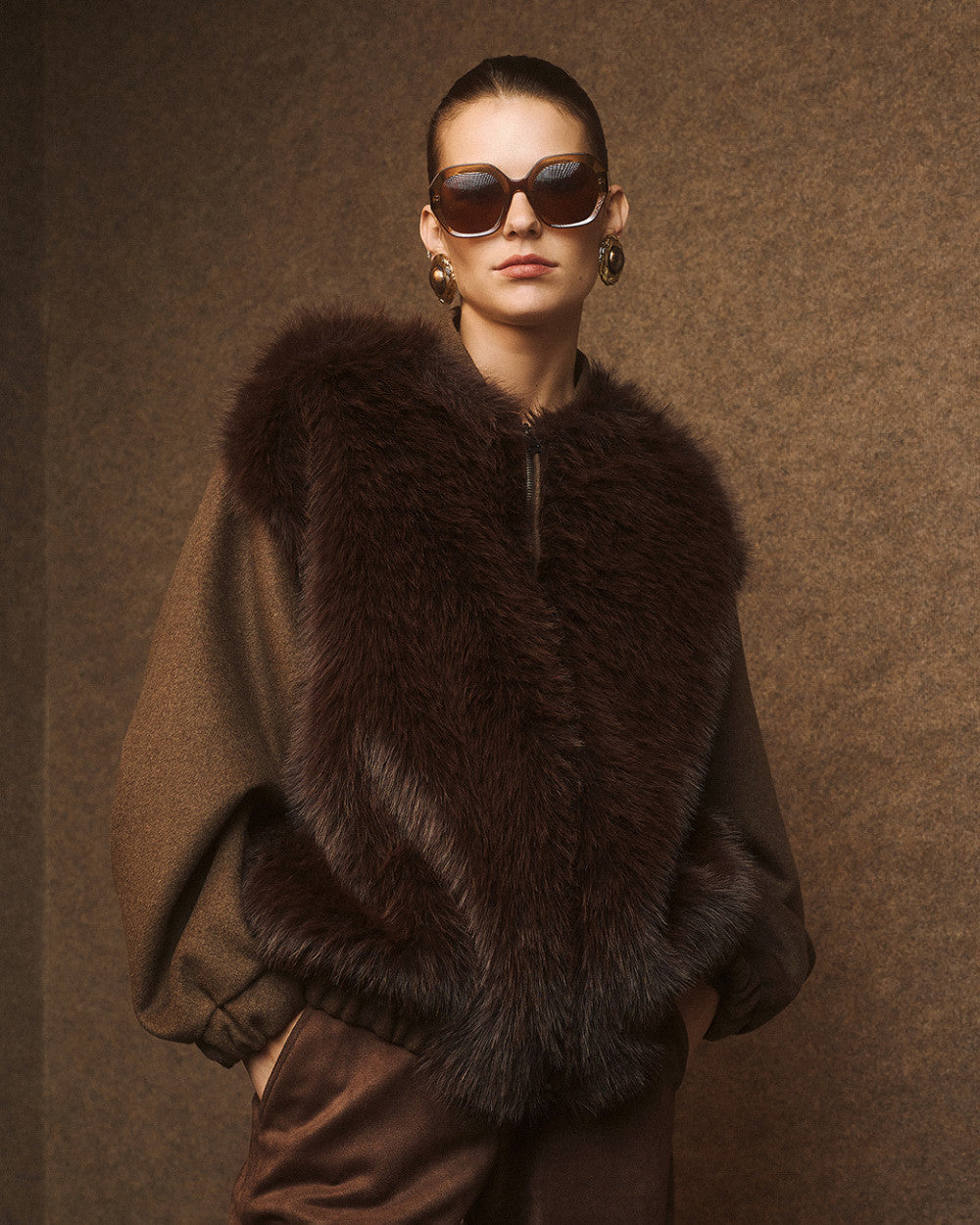 Access Fashion Faux Fur Coffee Jacket