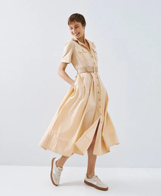 Access Fashion Flared Beige Dress