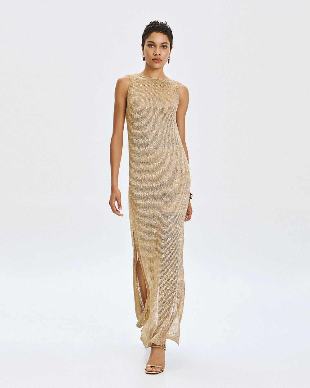 Access Fashion Gold Side Slit Dress