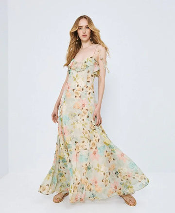 Access Fashion Green Ruffle Floral Dress