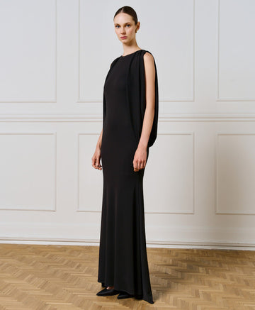 Access Fashion Maxi Black Dress With Cut Out Shoulders