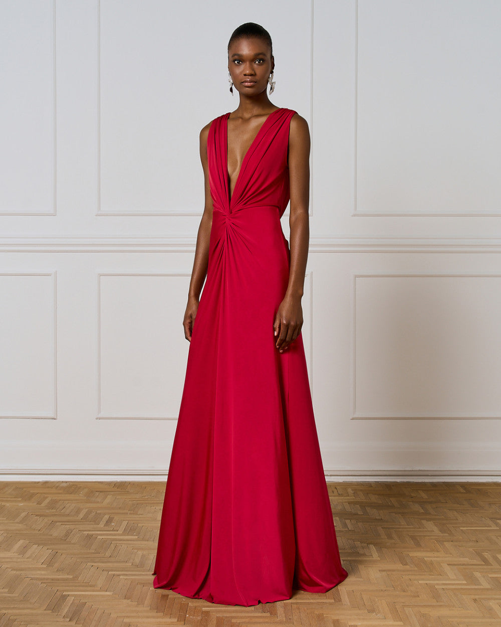 Access Fashion Maxi Cherry Red Dress With Tie Detail &amp; Ruching