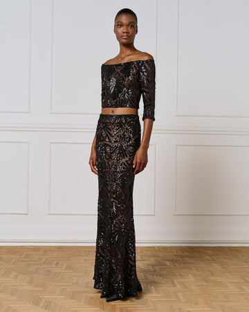 Access Fashion Maxi Skirt With Sequins