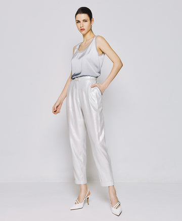 Access Fashion Metallic Silver Trousers With Sequin Detailing on Pocket