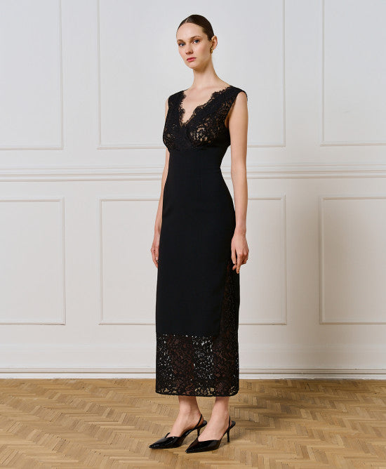 Access Fashion Midi Black Lace Dress