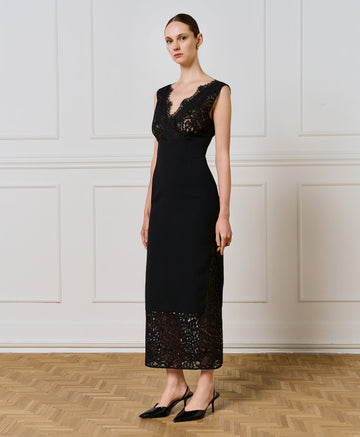 Access Fashion Midi Black Lace Dress