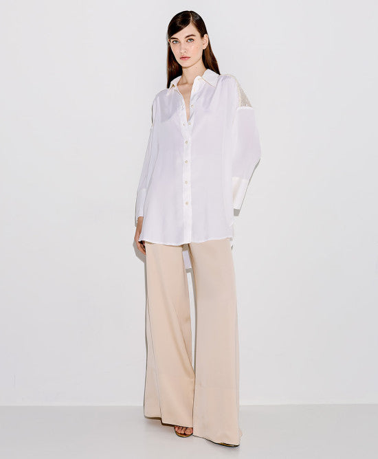 Access Fashion Off White Shirt with sequins