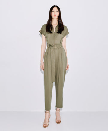 Access Fashion Olive Jumpsuit With Front Zipper