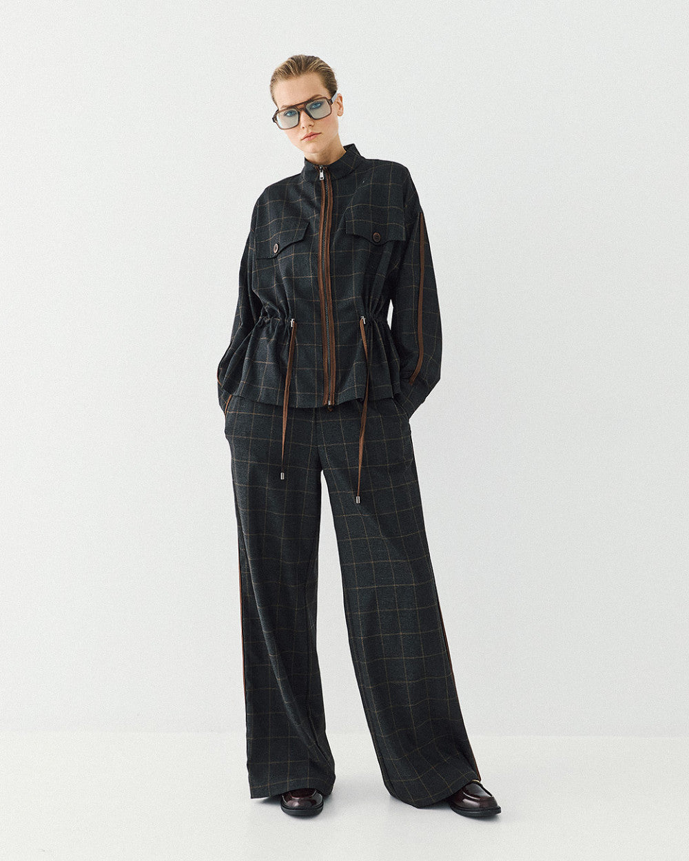 Access Fashion Plaid Coal Jacket