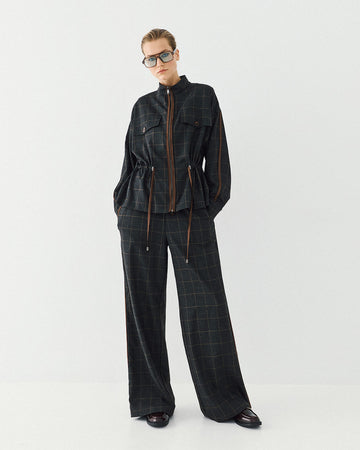Access Fashion Plaid Coal Jacket