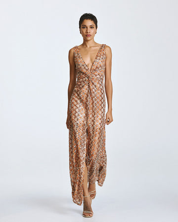 Access Fashion Printed Maxi Dress With Twist Detail