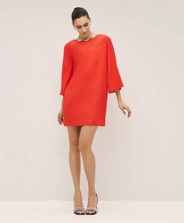 Access Fashion Red Mini Dress With Decorative Rhinetones