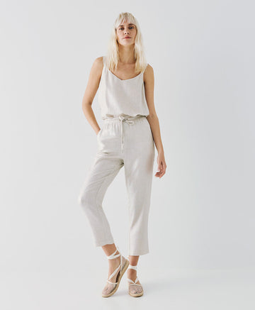 Access Fashion Sand Metallic-Effect Pants