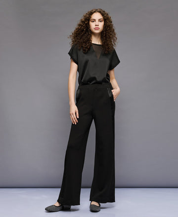 Access Fashion Satin Black Trouser