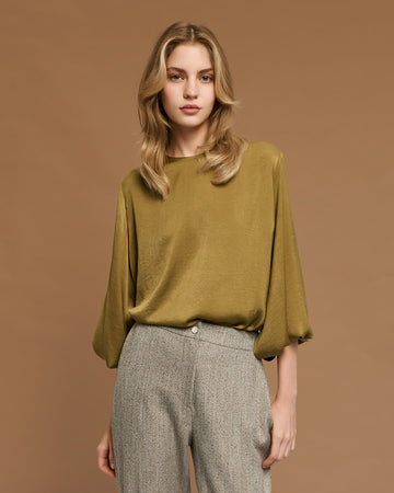 Access Fashion Satin Olive Blouse
