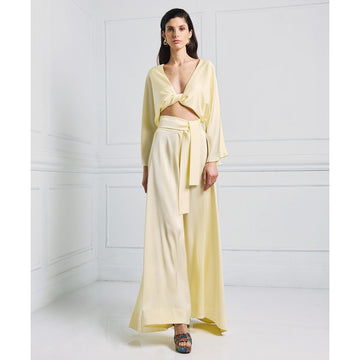 Access Fashion Satin Yellow Trousers