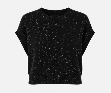 Access Fashion Sequin Knit Black Vest