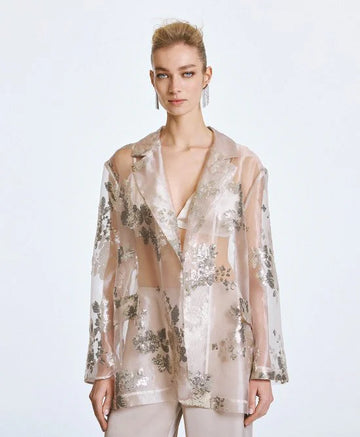 Access Fashion Sheer Blazer With Sequins
