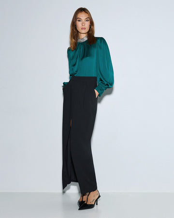 Access Fashion Shimmery Green Blouse With Rhinestones